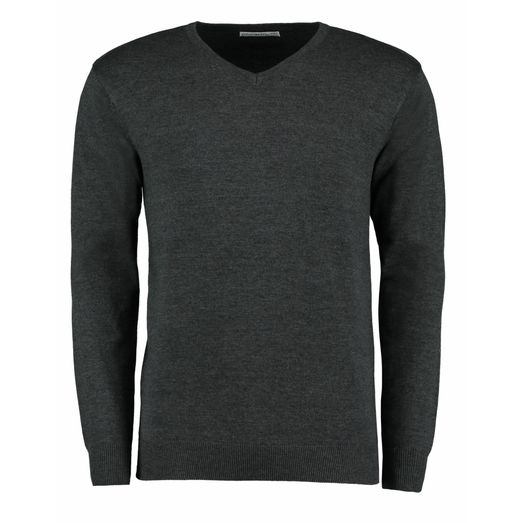 Kustom Kit Regular Fit Arundel Long Sleeve V-Neck Sweater Graphite
