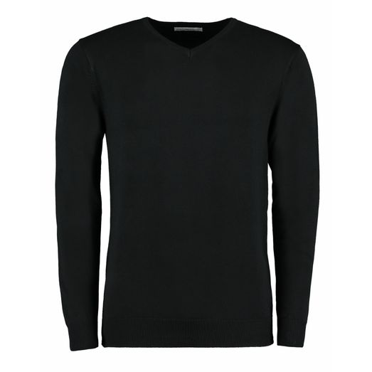 Kustom Kit Regular Fit Arundel Long Sleeve V-Neck Sweater Black