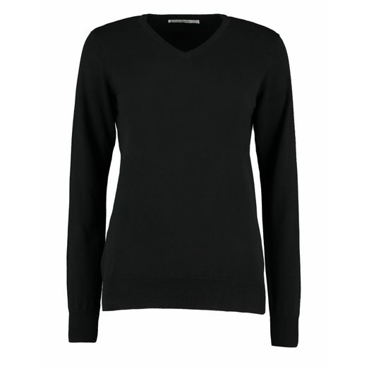 Kustom Kit Regular Fit Arundel Long Sleeve V-Neck Sweater Black