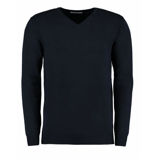 Kustom Kit Regular Fit Arundel Long Sleeve V-Neck Sweater Navy Blue