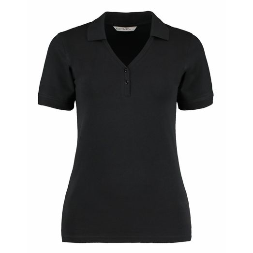 Kustom Kit Regular Fit Comfortec® V-Neck Polo Black