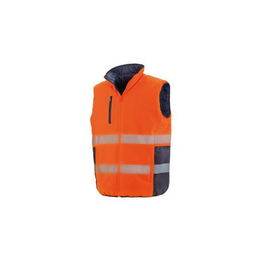 Result Safeguard Reversible Soft Padded Safety Gilet Fluorescent Orange/Navy