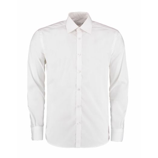 Kustom Kit Slim Fit Long Sleeve Business Shirt White