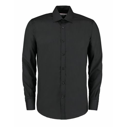 Kustom Kit Slim Fit Long Sleeve Business Shirt Black