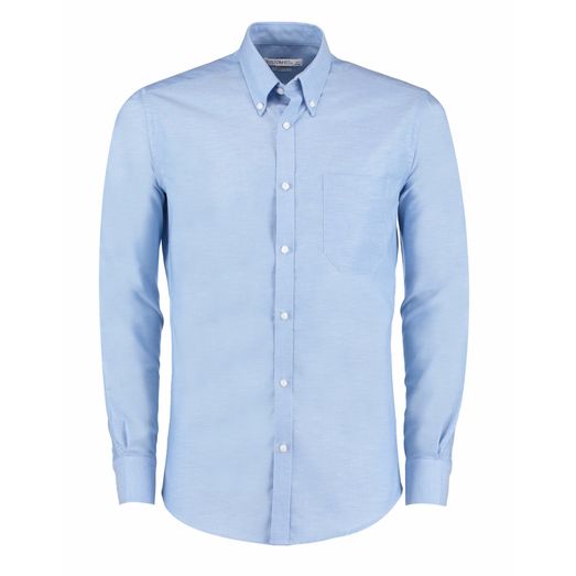 Kustom Kit Slim Fit Long Sleeve Workwear Oxford Shirt_x000D_ Light Blue