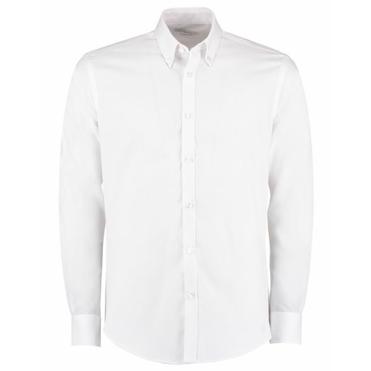 Kustom Kit Slim Fit Non Iron Long Sleeve Twill Shirt White