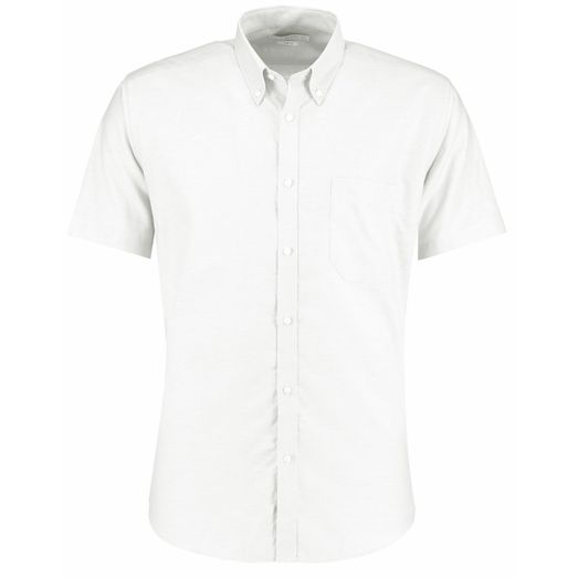 Kustom Kit Slim Fit Short Sleeve Workwear Oxford Shirt White