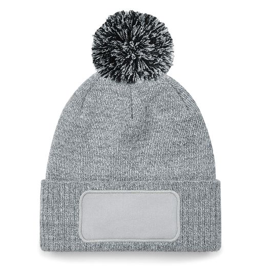 Beechfield  Snowstar® Patch Beanie Heather Grey/black