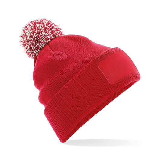 Beechfield  Snowstar® Patch Beanie Classic Red/Off White