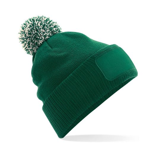 Beechfield  Snowstar® Patch Beanie Bottle Green/Off White