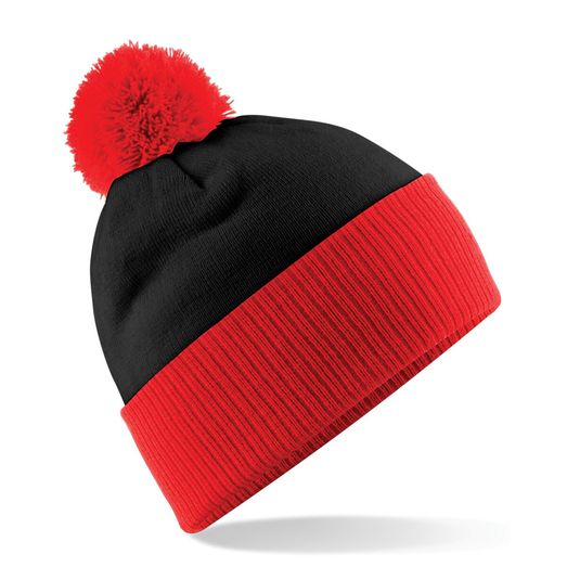 Beechfield  Snowstar® Two-Tone Beanie Black/Bright Red