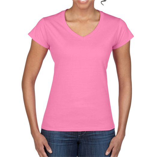 Gildan Softstyle® Ladies' V-Neck T-Shirt Azalea