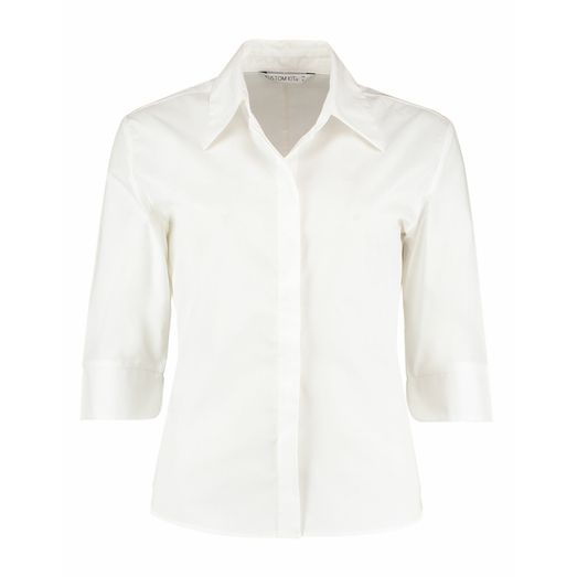 Kustom Kit Tailored Fit 3/4 Sleeve Continental Blouse White