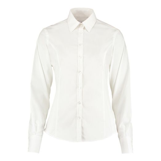 Kustom Kit Tailored Fit Long Sleeve Business Shirt White