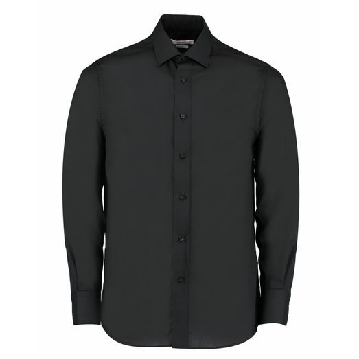 Kustom Kit Tailored Fit Long Sleeve Business Shirt Black