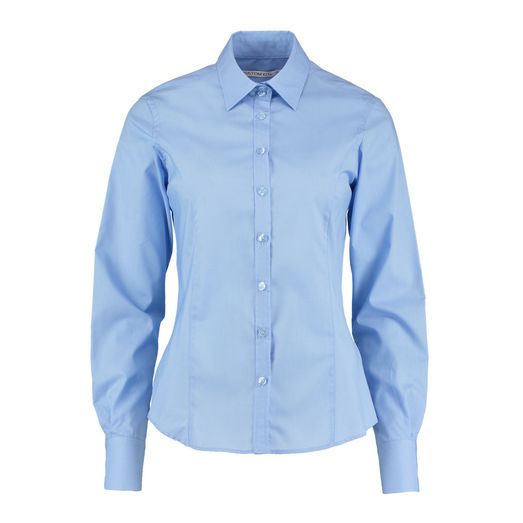 Kustom Kit Tailored Fit Long Sleeve Business Shirt Light Blue