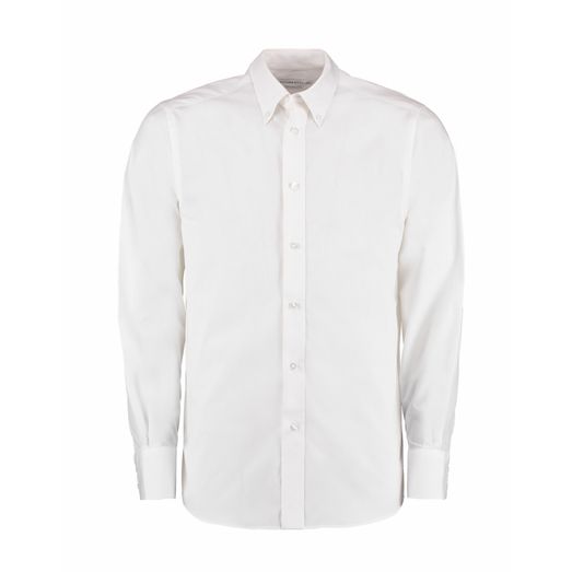 Kustom Kit Tailored Fit Long Sleeve City Shirt White