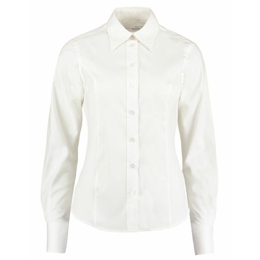 Kustom Kit Tailored Fit Long Sleeve Premium Oxford Shirt White