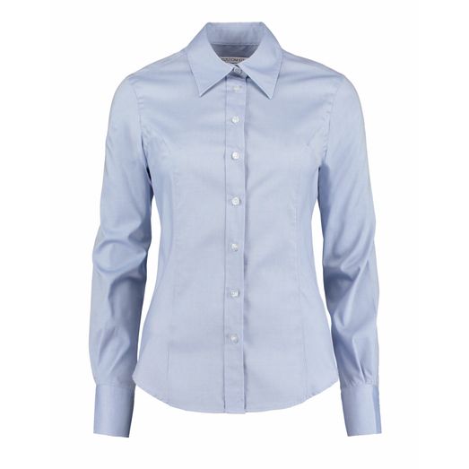 Kustom Kit Tailored Fit Long Sleeve Premium Oxford Shirt Light Blue