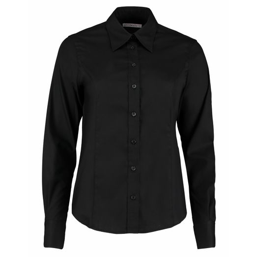 Kustom Kit Tailored Fit Long Sleeve Premium Oxford Shirt Black