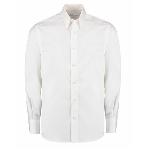 Kustom Kit Tailored Fit Long Sleeve Premium Oxford Shirt White