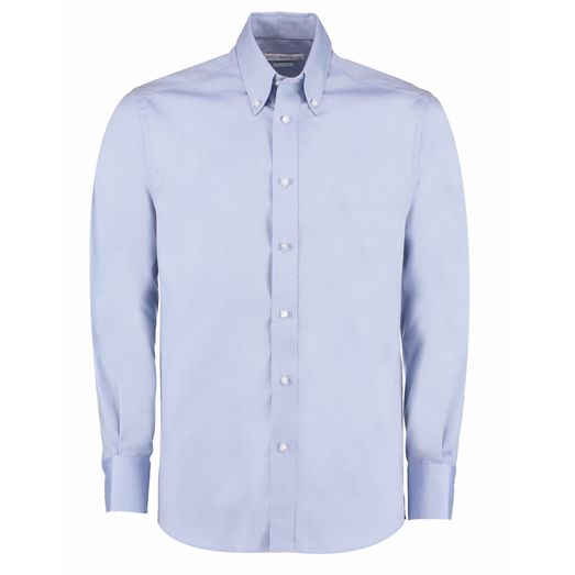 Kustom Kit Tailored Fit Long Sleeve Premium Oxford Shirt Light Blue
