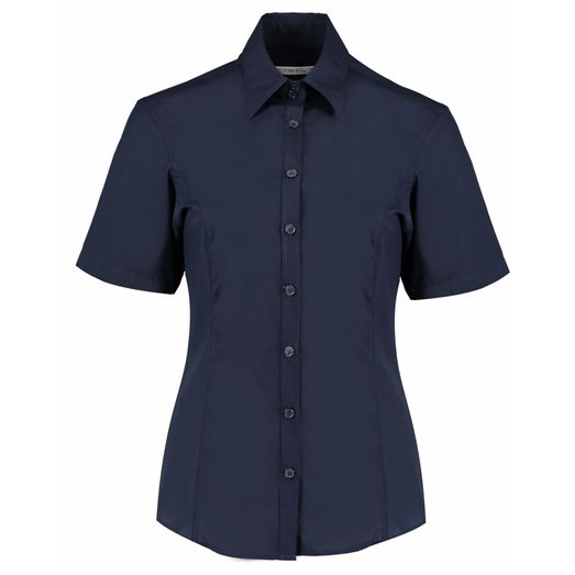 Kustom Kit Tailored Fit Short Sleeve Business Shirt Dark Navy