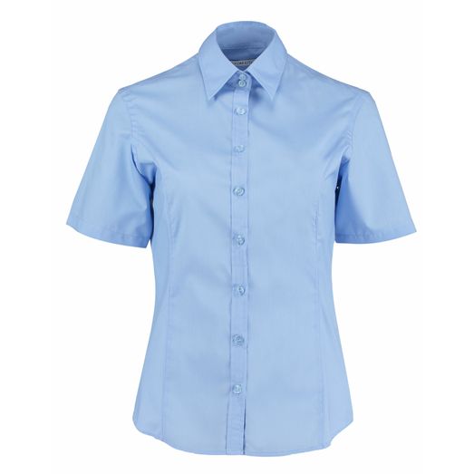 Kustom Kit Tailored Fit Short Sleeve Business Shirt Light Blue