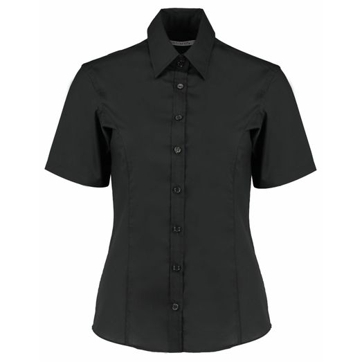 Kustom Kit Tailored Fit Short Sleeve Business Shirt Black