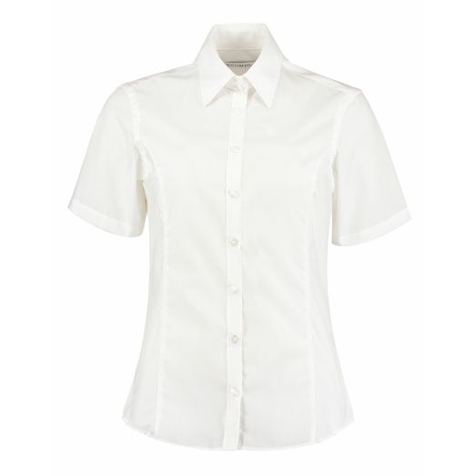 Kustom Kit Tailored Fit Short Sleeve Business Shirt White