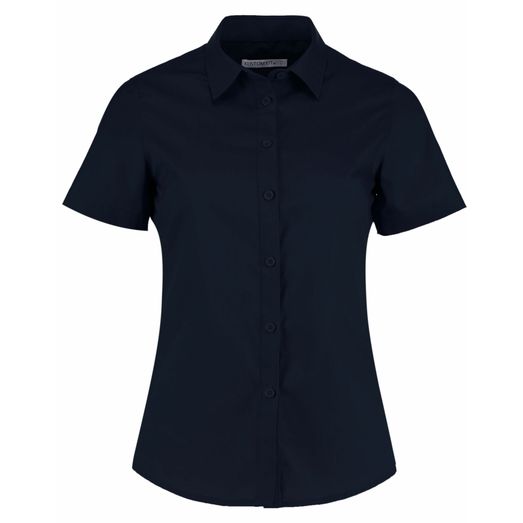 Kustom Kit Tailored Fit Short Sleeve Poplin Shirt Dark Navy
