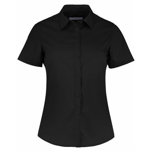 Kustom Kit Tailored Fit Short Sleeve Poplin Shirt Black
