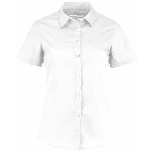 Kustom Kit Tailored Fit Short Sleeve Poplin Shirt White