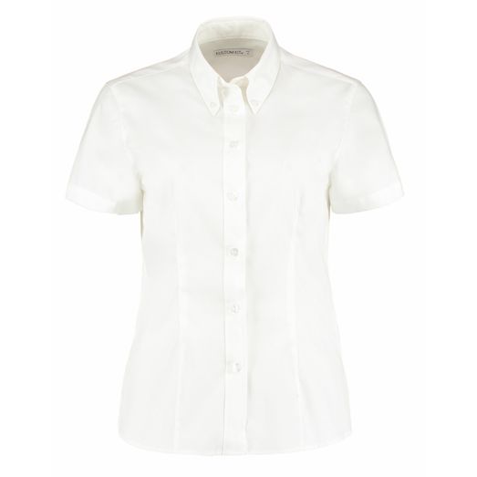 Kustom Kit Tailored Fit Short Sleeve Premium Oxford Shirt White