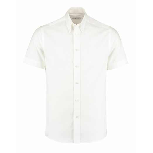 Kustom Kit Tailored Fit Short Sleeve Premium Oxford Shirt White