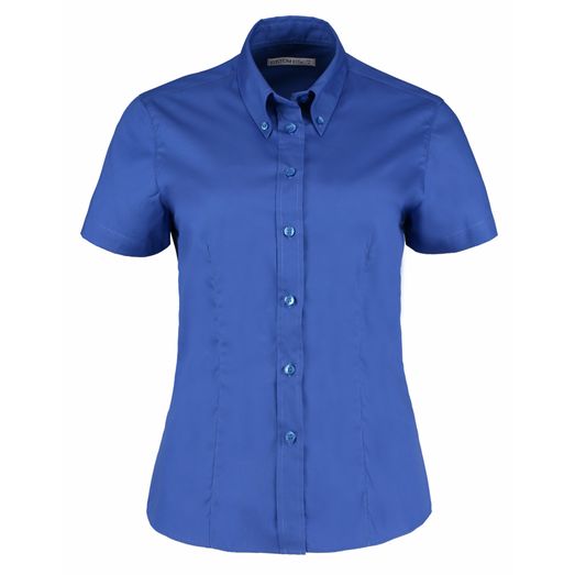 Kustom Kit Tailored Fit Short Sleeve Premium Oxford Shirt Royal Blue