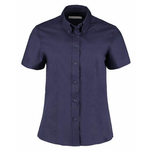 Kustom Kit Tailored Fit Short Sleeve Premium Oxford Shirt Midnight Navy