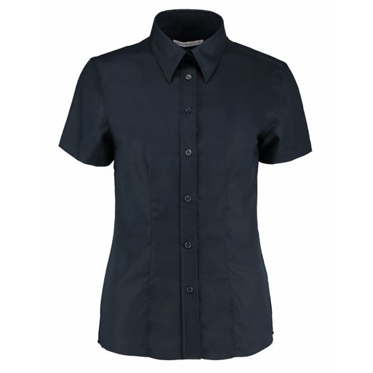 Kustom Kit Tailored Fit Short Sleeve Workwear Oxford Shirt French Navy