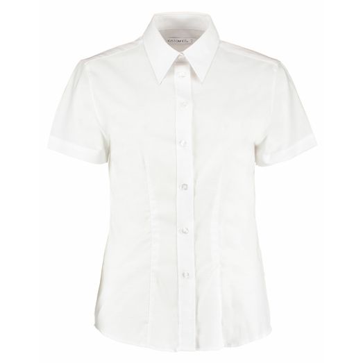 Kustom Kit Tailored Fit Short Sleeve Workwear Oxford Shirt White