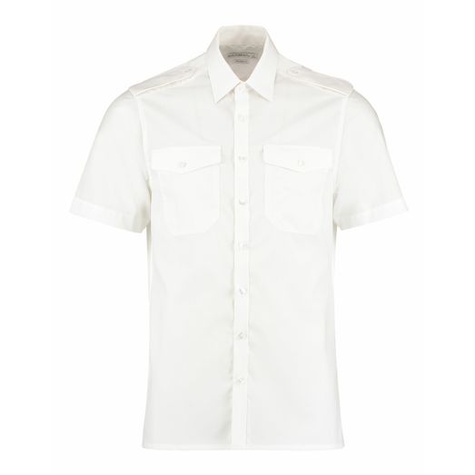 Kustom Kit Tailored Fit Short Sleeved Pilot Shirt White