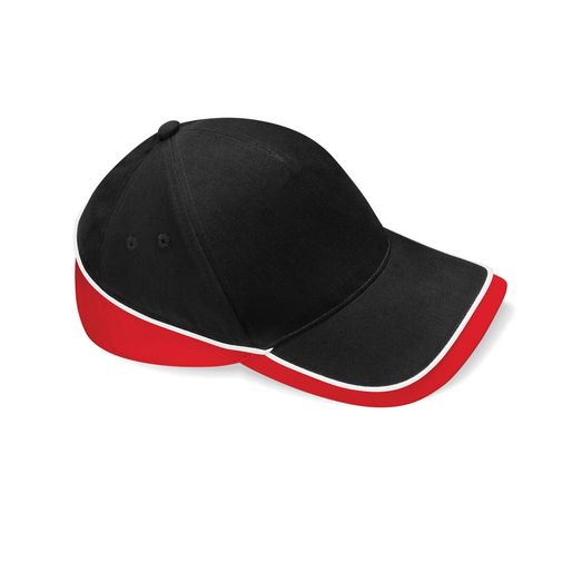 Beechfield  Teamwear Competition Cap Black/Classic Red/White