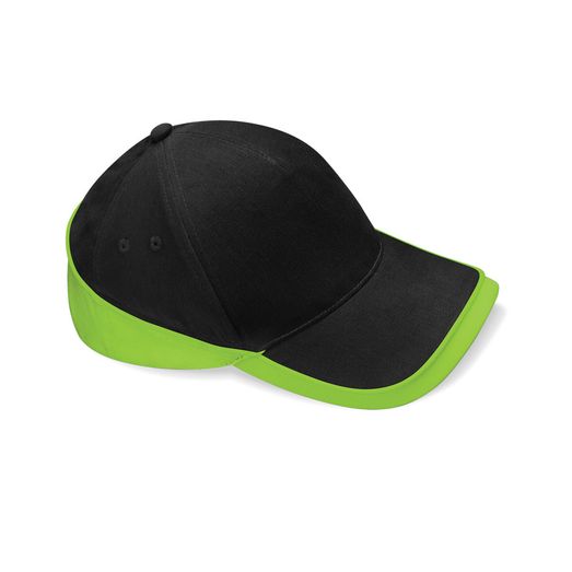 Beechfield  Teamwear Competition Cap Black/Lime Green