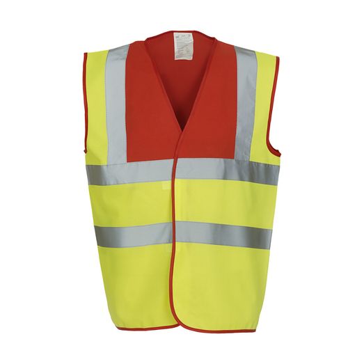 Yoko Two Tone Class 1 Waistcoat Red/Hi Vis Yellow