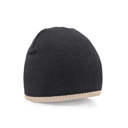 Beechfield  Two-Tone Pull On Beanie Black/Stone