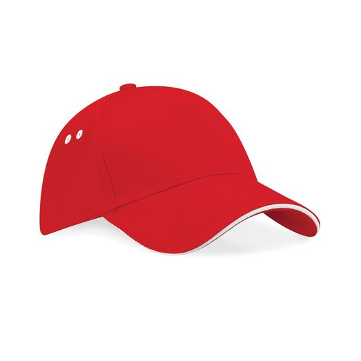 Beechfield  Ultimate 5 Panel Cap Sandwich Peak Classic Red/White