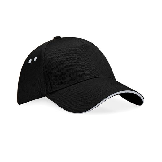 Beechfield  Ultimate 5 Panel Cap Sandwich Peak Black/Light Grey