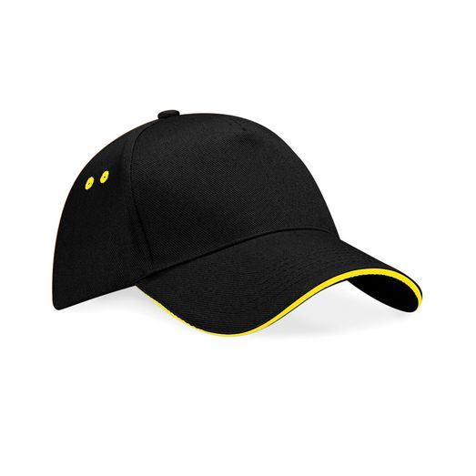 Beechfield  Ultimate 5 Panel Cap Sandwich Peak Black/Yellow