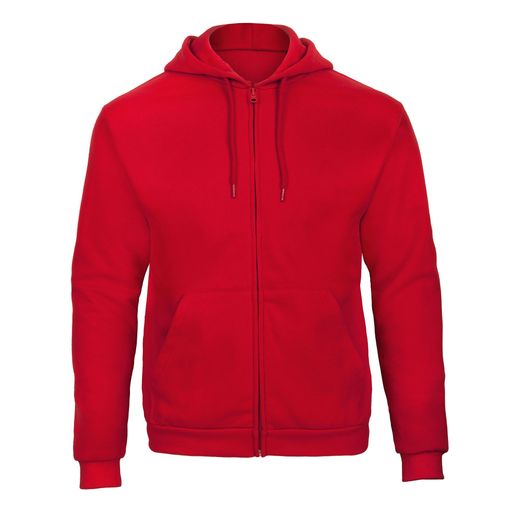 B&amp;C Unisex ID.205 50/50 Hooded Full Zip Sweat Red