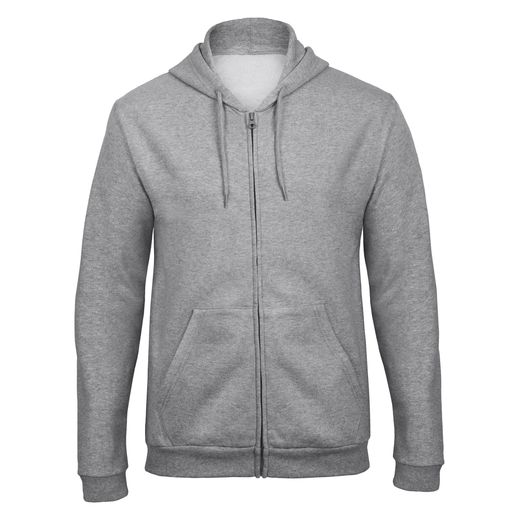 B&amp;C Unisex ID.205 50/50 Hooded Full Zip Sweat Heather Grey