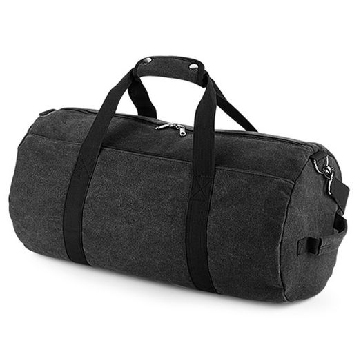 Bagbase Vintage Canvas Barrel Bag Vintage Black
